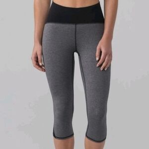 Lululemon Train Times Crop 17” Heathered Black Cropped